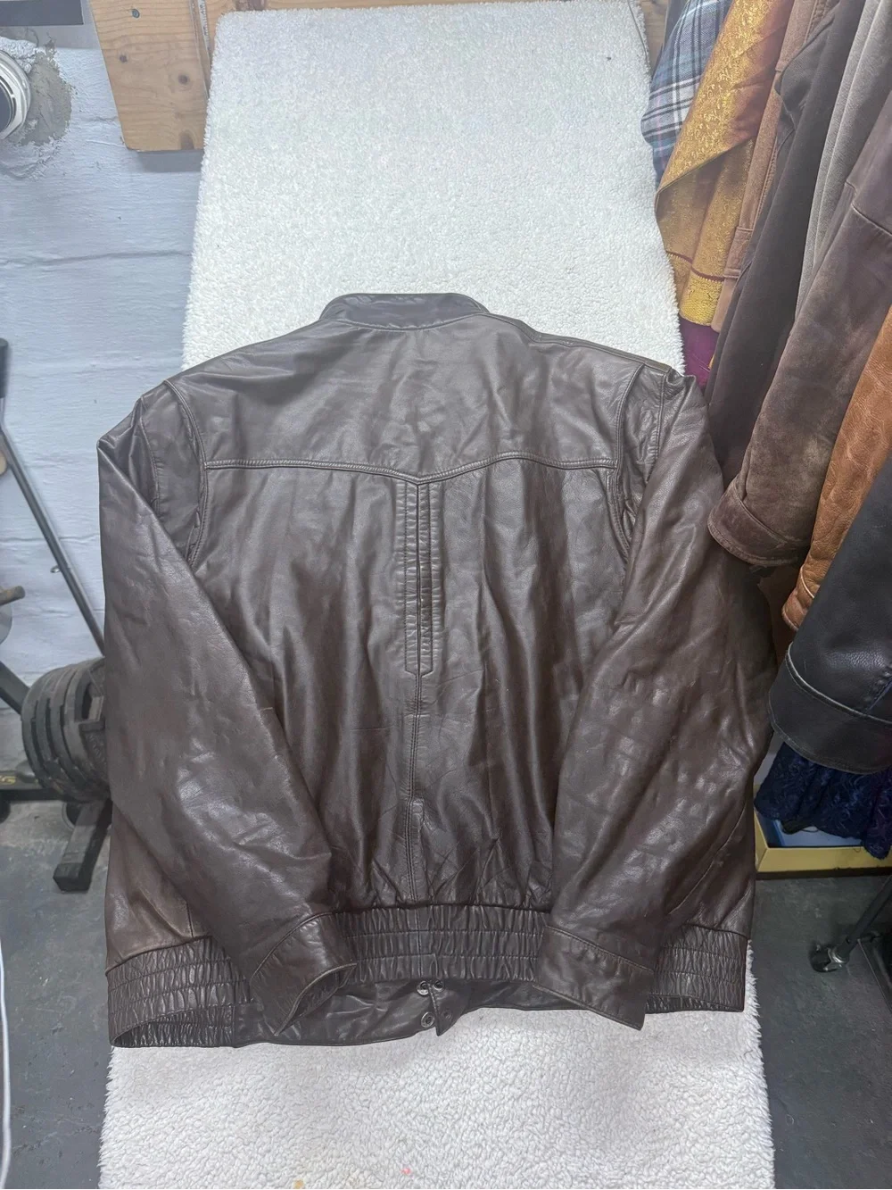 Vintage Reed Sportswear Brown Leather Bomber Jacket Men size 50L